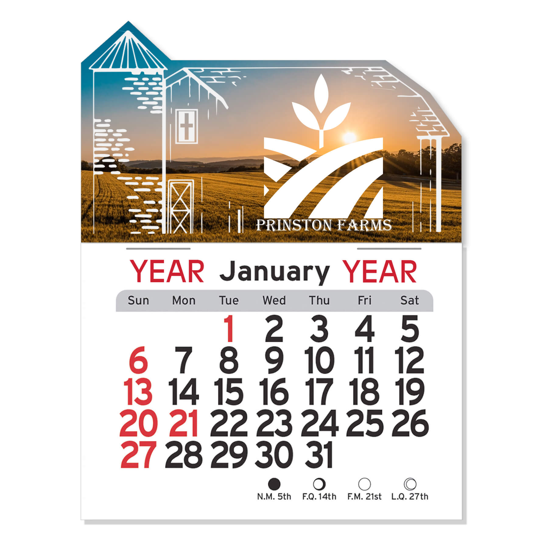 1026            - Adhesive Peel-N-Stick® Calendar - Barn                                